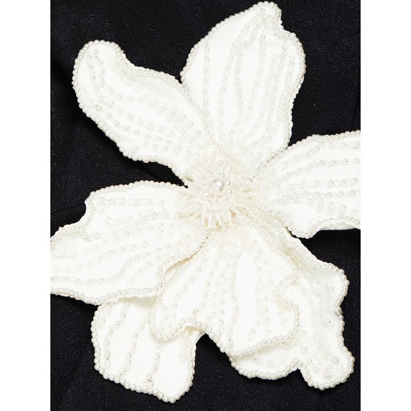 PatBO One Shoulder Floral Appliqué Cutout Midi Dress US 4 Black White Gorgeous🖤 - Picture 6 of 13